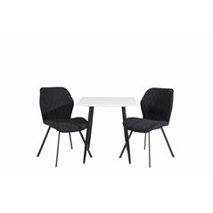 Polar dining table 75*75cm - White / black legs, Gemma Dining Chair - Black Legs - Black Fabric_2