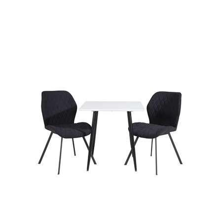 Polar dining table 75*75cm - White / black legs, Gemma Dining Chair - Black Legs - Black Fabric_2