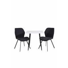 Polar ruokapöytä 75 * 75 cm - Valkoiset/mustat jalat, Gemma ruokapöydän tuoli - Mustat jalat - musta kangas_2