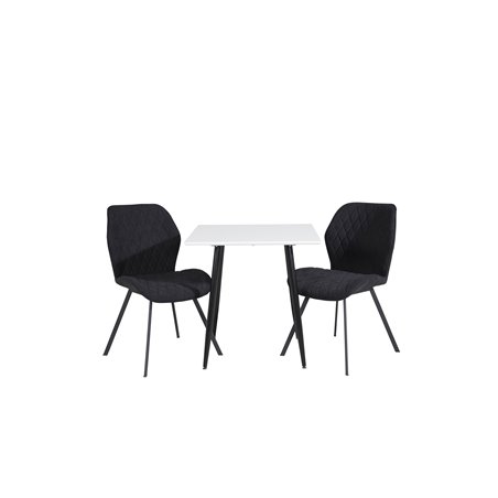 Polar ruokapöytä 75 * 75 cm - Valkoiset/mustat jalat, Gemma ruokapöydän tuoli - Mustat jalat - musta kangas_2