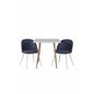 Polar spisebord 75 * 75cm - Hvide / eg-look ben, Velvet Dining Chiar - Hvide ben - Blue Stof_2