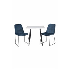 Polar dining table 75*75cm - White / black legs, Muce Dining Chair - Black Legs - Blue Velvet_2