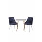 Polar dining table 75*75cm - White /oak-look legs, Velvet Deluxe Dining Chair - White Legs - Blue Fabric_2