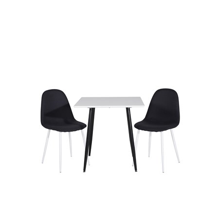 Polar dining table 75*75cm - White / black legs, Polar Dining Chair - White Legs - Black Fabric_2