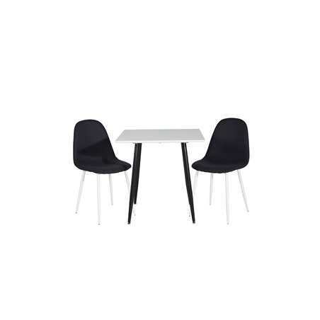 Polar spisebord 75 * 75cm - Hvide / sorte ben, Polar spisebordsstol - Hvide ben - Sort Stof_2