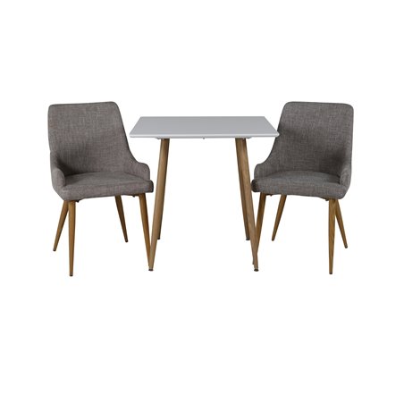 Polar dining table 75*75cm - White /oak-look legs, Plaza Dining Chair - Light Grey / Oak_2