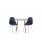 Polar dining table 75*75cm - White /oak-look legs, Polar Dining Chair - White Legs - Blue Fabric_2