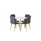 Polar Dining Table ø 90cm - White / Oak, Windu Dining Chair - Grey / Oak_4