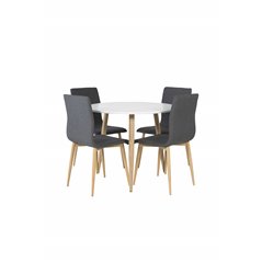 Polar Dining Table ø 90cm - White / Oak, Windu Dining Chair - Grey / Oak_4