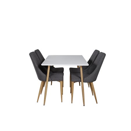 Polar Dining Table - 120*75*H75 - White / Oak, Leone Dining Chair - Dark Grey / Oak_4