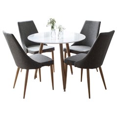 Polar Dining Table ø 90cm - White / Oak, Leone Dining Chair - Dark Grey / Oak_4