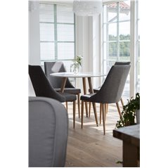 Polar Dining Table ø 90cm - White / Oak, Leone Dining Chair - Dark Grey / Oak_4