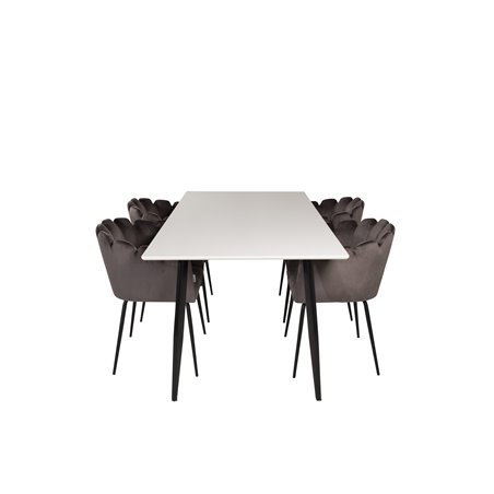 Polar Dining Table - 180*90*H75 - White / Black, Limhamn - Chair - Grey Velvet_4