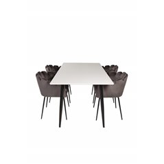 Polar Dining Table - 180*90*H75 - White / Black, Limhamn - Chair - Grey Velvet_4