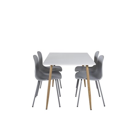 Polar Spisebord - 120 * 75 * H75 - Hvid / Eg, Arctic Dining Chair - Grå Ben - Grå Pla stic_4