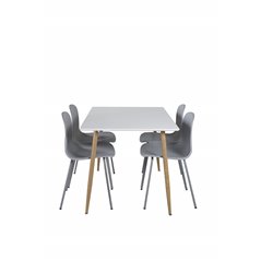 Polar Dining Table - 120*75*H75 - White / Oak, Arctic Dining Chair - Grey Legs - Grey Plastic_4