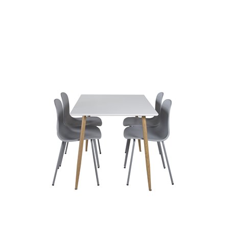 Polar Spisebord - 120 * 75 * H75 - Hvid / Eg, Arctic Dining Chair - Grå Ben - Grå Pla stic_4
