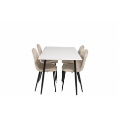Polar Dining Table - 120*75*H75 - White / Black, Polar Dining Chair- Black legs / Beige Velvet (ersätter 19902-880)_4