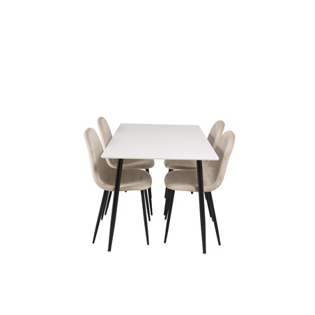 Polar Dining Table - 120*75*H75 - White / Black, Polar Dining Chair- Black legs / Beige Velvet (ersätter 19902-880)_4