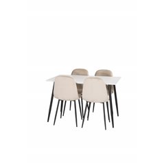 Polar Dining Table - 120*75*H75 - White / Black, Polar Dining Chair- Black legs / Beige Velvet (ersätter 19902-880)_4