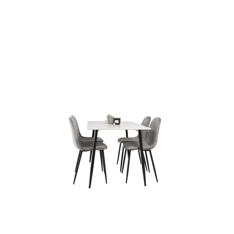 Polar Dining Table - 120*75*H75 - White / Black, Polar Dining Chair - Black legs / Light Grey Velvet (ersätter 19902-885)_4