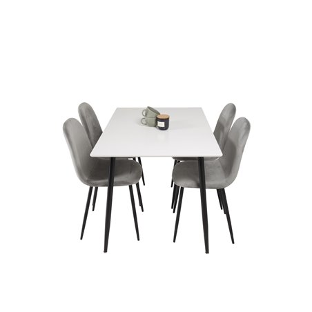 Polar Dining Table - 120*75*H75 - White / Black, Polar Dining Chair - Black legs / Light Grey Velvet (ersätter 19902-885)_4