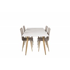 Polar Dining Table - 180*90*H75 - White / Oak, Windu Lyx Dining Chair - Light Grey / Oak_4