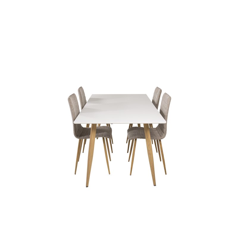 Polar Dining Table - 180*90*H75 - White / Oak, Windu Lyx Dining Chair - Light Grey / Oak_4