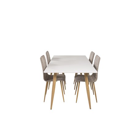 Polar Dining Table - 180*90*H75 - White / Oak, Windu Lyx Dining Chair - Light Grey / Oak_4