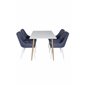 Polar Dining Table - 120*75*H75 - White / Oak, Plaza Dining Chair - White Legs - Blue Fabric_4