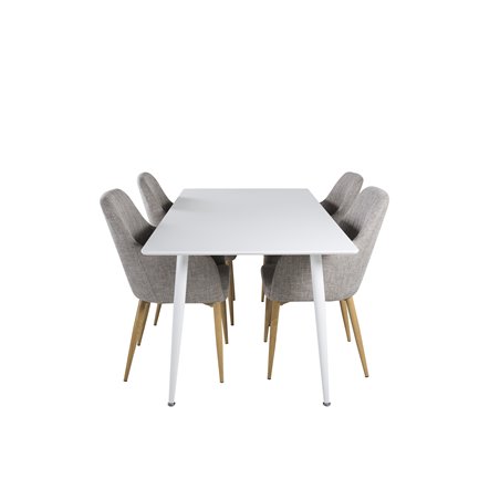 Polar Spisebord 180 cm - Hvid plade / Hvide Ben, Komfort spisestuestol - Lysegrå / Eg_4