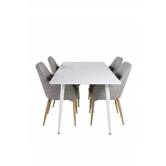Polar ruokapöytä 180 cm - valkoinen toppi / valkoiset jalat, Comfort ruokapöydän tuoli - vaaleanharmaa / tammi_4