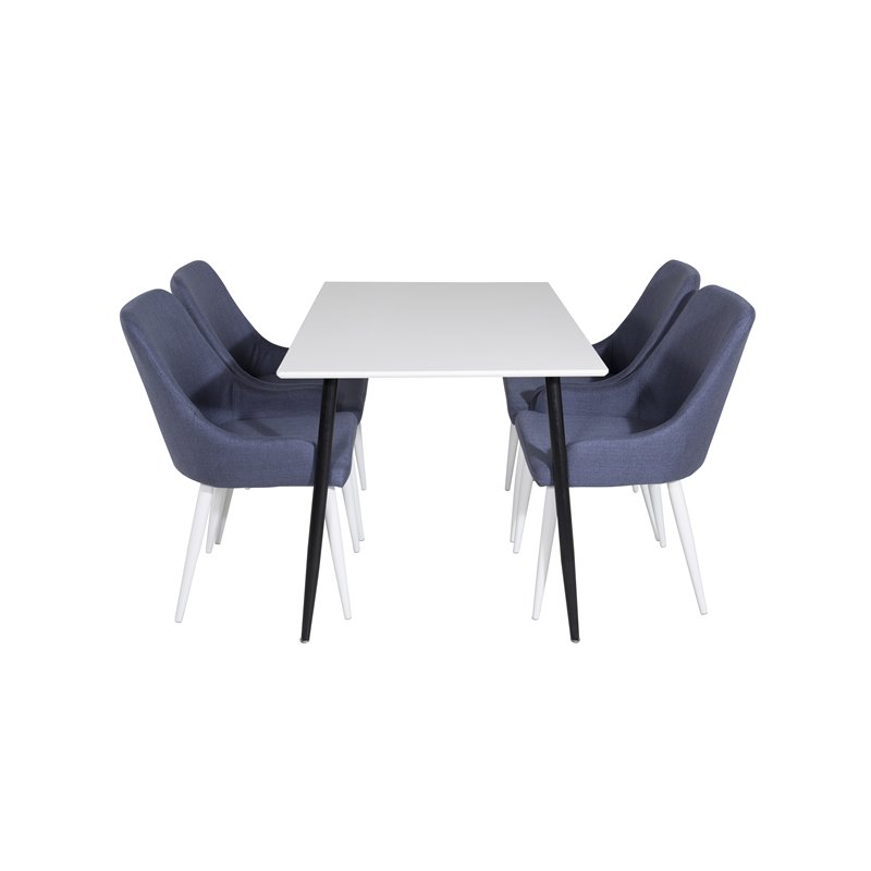 Polar ruokapöytä - 120 * 75 * H75 - valkoinen / musta, Pla za ruokapöydän tuoli - valkoiset jalat - Blue kangas_4