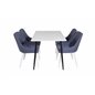 Polar Dining Table - 120*75*H75 - White / Black, Plaza Dining Chair - White Legs - Blue Fabric_4