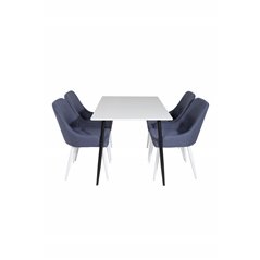 Polar Dining Table - 120*75*H75 - White / Black, Plaza Dining Chair - White Legs - Blue Fabric_4