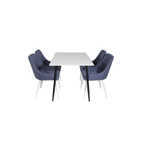 Polar ruokapöytä - 120 * 75 * H75 - valkoinen / musta, Pla za ruokapöydän tuoli - valkoiset jalat - Blue kangas_4