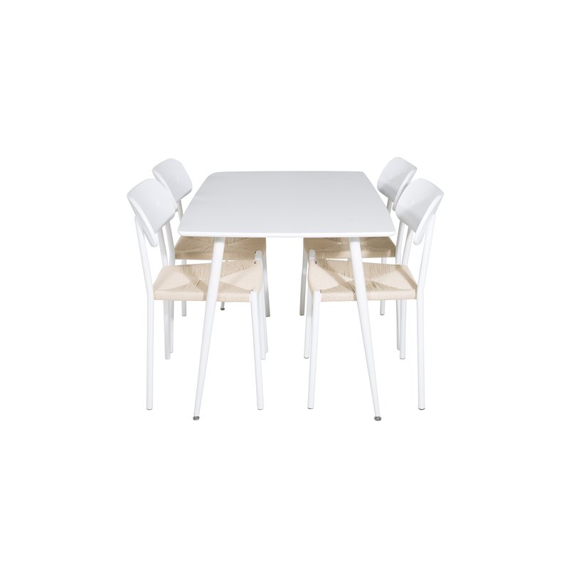 Polar Dining table 120 cm - White White, Polly Dining Chair - Nature / White_4