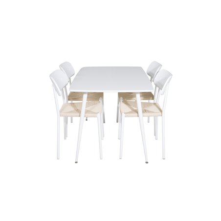 Polar Dining table 120 cm - White White, Polly Dining Chair - Nature / White_4