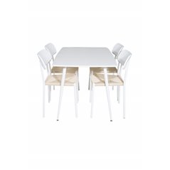 Polar Dining table 120 cm - White White, Polly Dining Chair - Nature / White_4