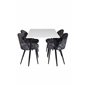 Polar Dining Table - 120*75*H75 - White / Black, Velvet Dining Chair - Black Flower fabric_4