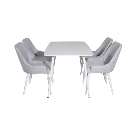 Polar Dining table 120 cm - White White, Plaza Dining chair - White legs - Light Grey Fabric_4