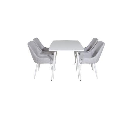 Polar Dining table 120 cm - White White, Plaza Dining chair - White legs - Light Grey Fabric_4