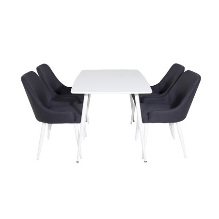 Polar Dining table 120 cm - White White, Plaza Dining Chair - White Legs - Black Fabric_4