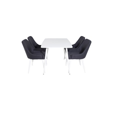 Polar Dining table 120 cm - White White, Plaza Dining Chair - White Legs - Black Fabric_4