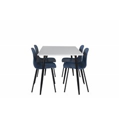 Polar Dining Table - 120*75*H75 - White / Black, Arctic Dining Chair - Black Legs - Blue Plastic_4