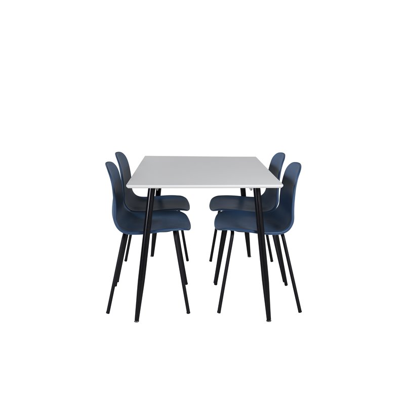 Polar Spisebord - 120 * 75 * H75 - Hvid / Sort, Arctic Dining Chair - Sorte Ben - Blue Pla stic_4