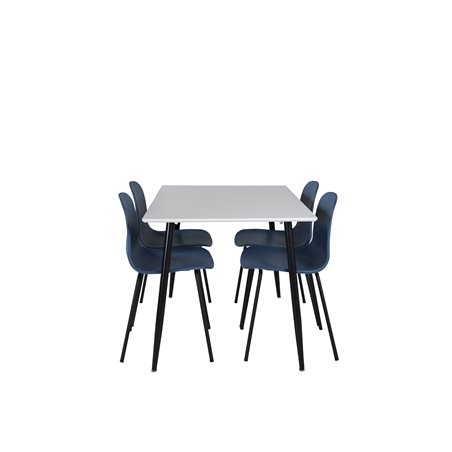 Polar Dining Table - 120*75*H75 - White / Black, Arctic Dining Chair - Black Legs - Blue Plastic_4