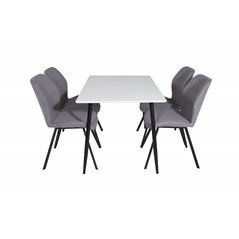 Polar Dining Table - 120*75*H75 - White / Black, Gemma Dining Chair - Black Legs - Grey Fabric_4