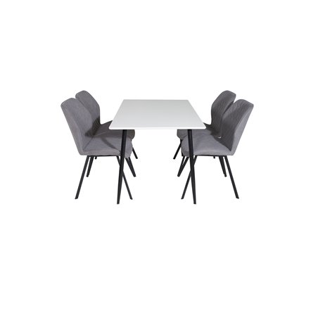 Polar Dining Table - 120*75*H75 - White / Black, Gemma Dining Chair - Black Legs - Grey Fabric_4