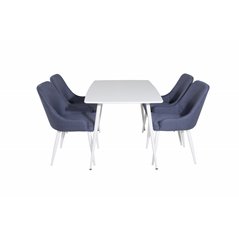 Polar Dining table 120 cm - White White, Plaza Dining Chair - White Legs - Blue Fabric_4